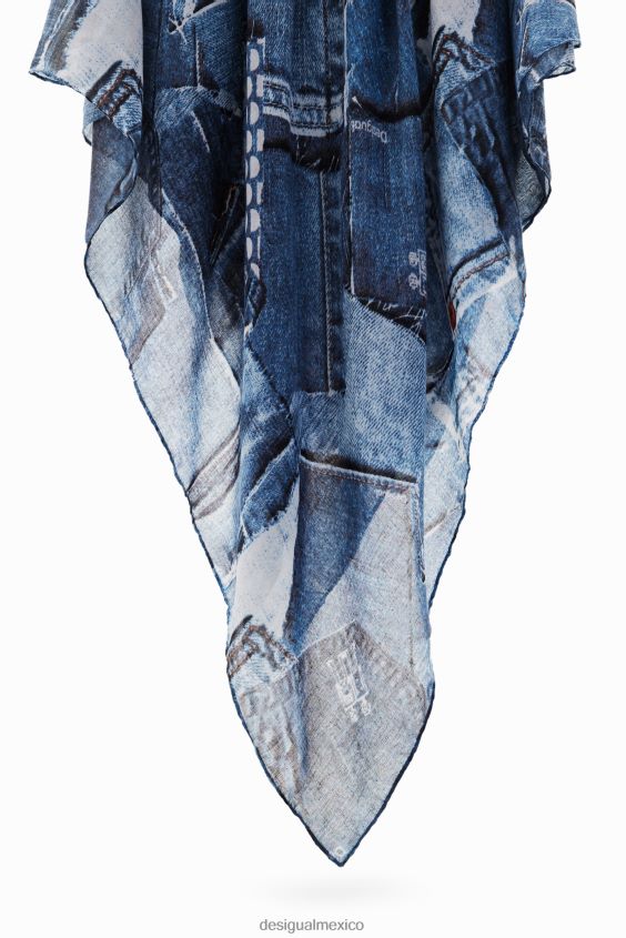Desigual mujer fular rectangular con patchwork de mezclilla VZ26R0230 accesorio