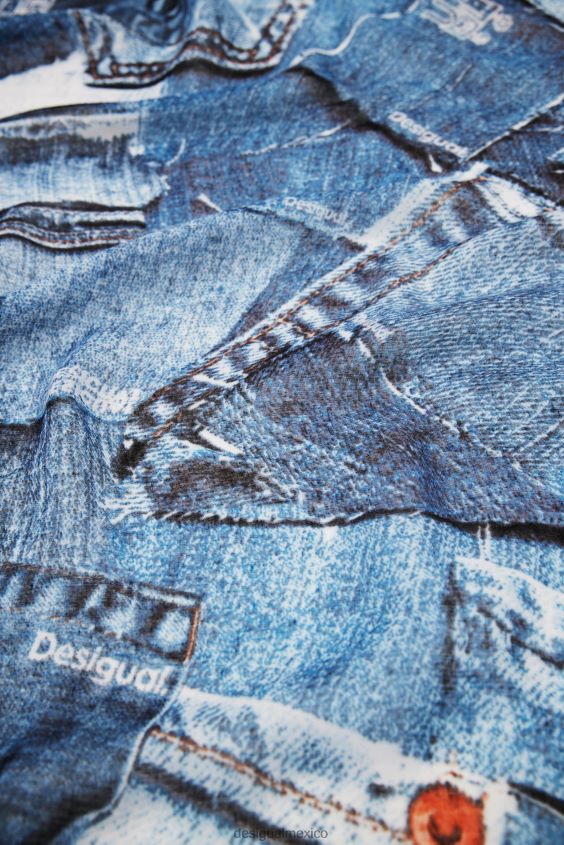 Desigual mujer fular rectangular con patchwork de mezclilla VZ26R0230 accesorio