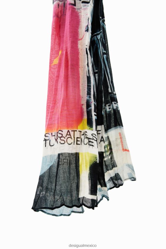 Desigual mujer fular rectangular de periódico arrugado VZ26R0338 accesorio