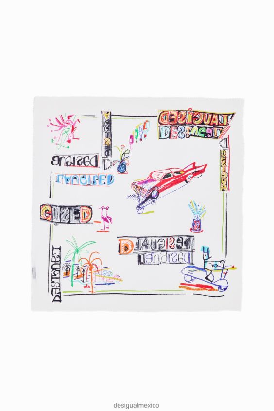 Desigual mujer ilustración bufanda cuadrada VZ26R0547 accesorio