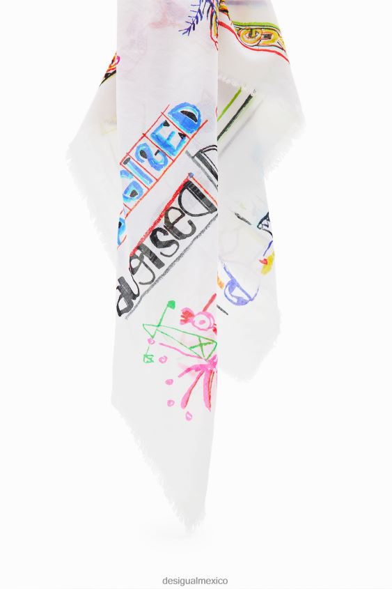 Desigual mujer ilustración bufanda cuadrada VZ26R0547 accesorio