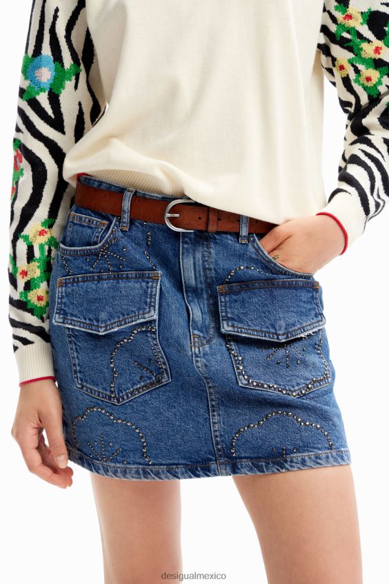 Desigual mujer cinturón de cuero geométrico VZ26R01431 accesorio