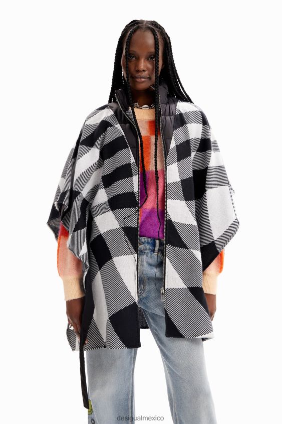 Desigual mujer poncho a cuadros con cinturón VZ26R01440 accesorio