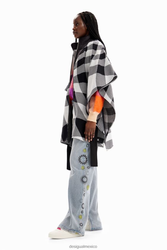 Desigual mujer poncho a cuadros con cinturón VZ26R01440 accesorio
