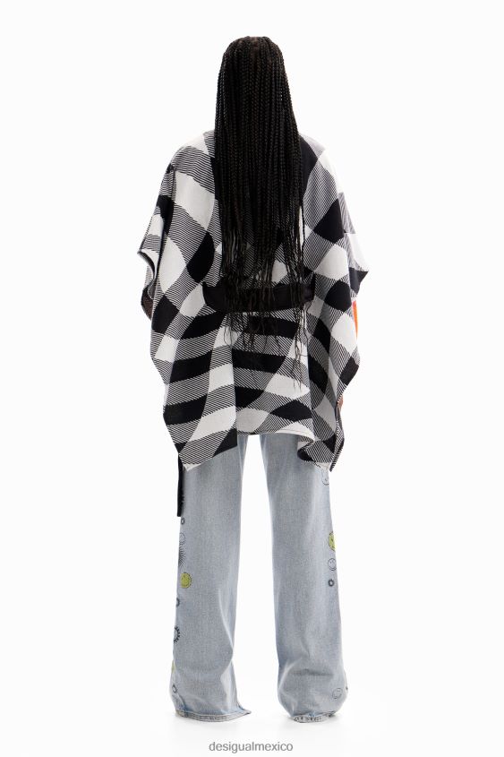 Desigual mujer poncho a cuadros con cinturón VZ26R01440 accesorio