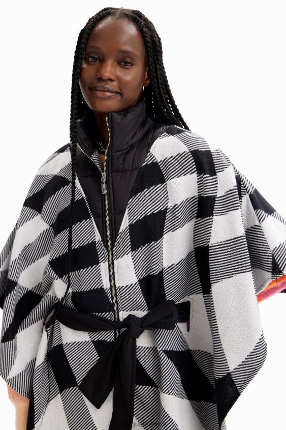Desigual mujer poncho a cuadros con cinturón VZ26R01440 accesorio