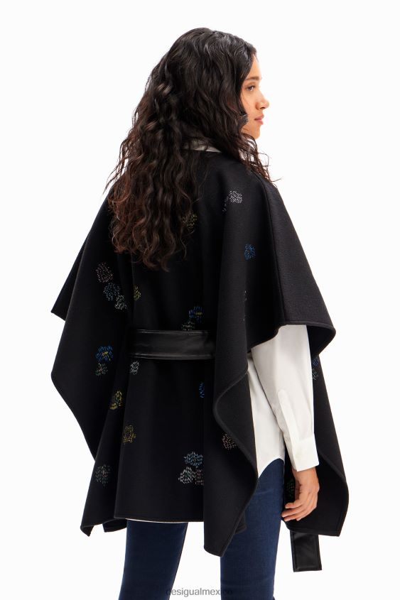 Desigual mujer poncho bordado con cinturón VZ26R01417 accesorio