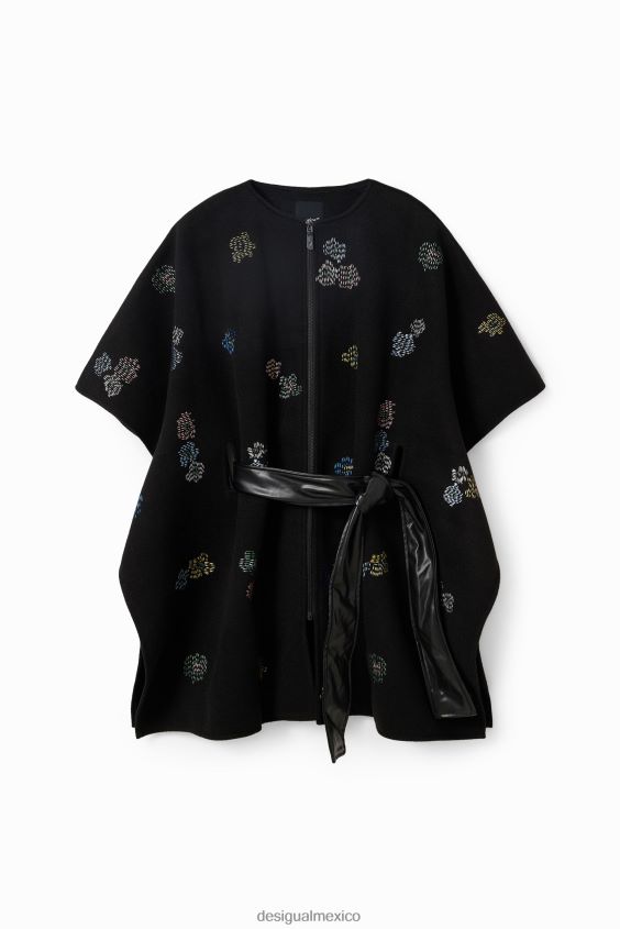 Desigual mujer poncho bordado con cinturón VZ26R01417 accesorio