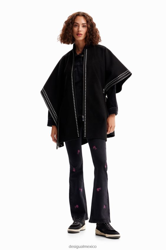 Desigual mujer poncho bordado con cinturón VZ26R01423 accesorio