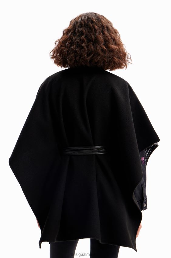 Desigual mujer poncho bordado con cinturón VZ26R01423 accesorio