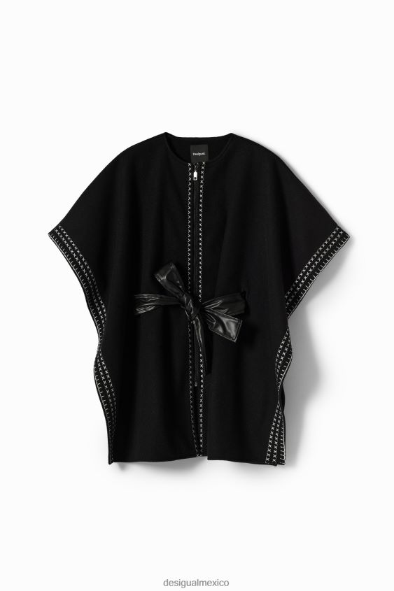 Desigual mujer poncho bordado con cinturón VZ26R01423 accesorio