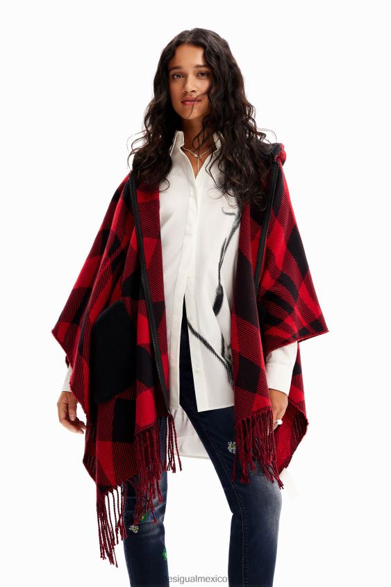 Desigual mujer poncho con capucha a cuadros VZ26R01448 accesorio