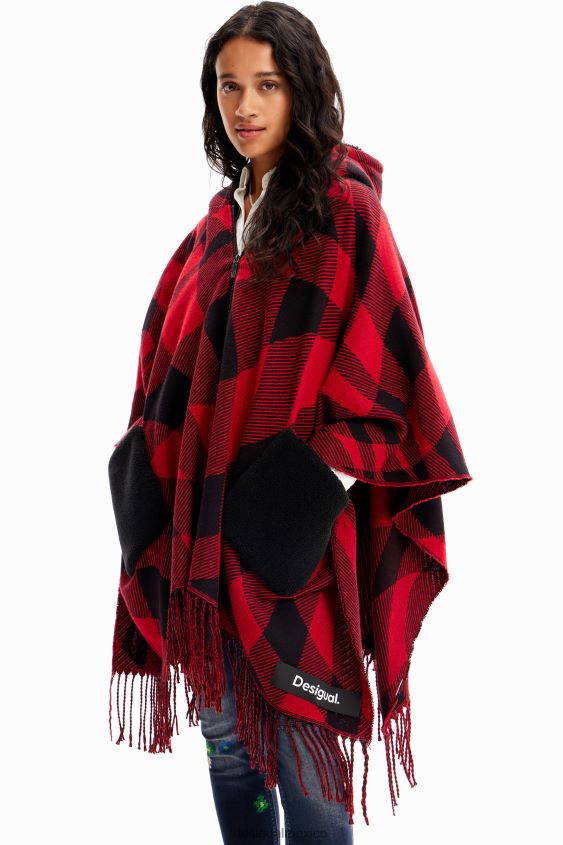 Desigual mujer poncho con capucha a cuadros VZ26R01448 accesorio