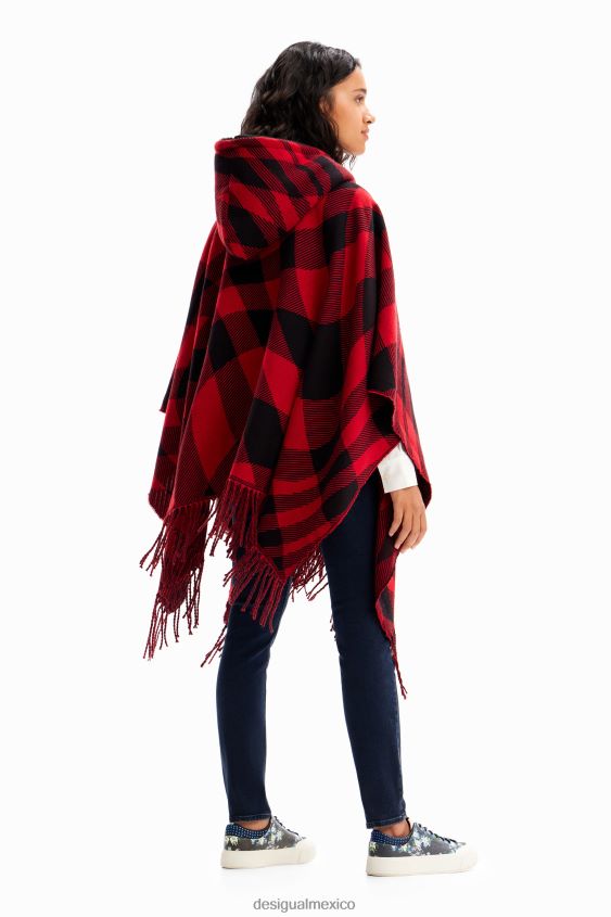 Desigual mujer poncho con capucha a cuadros VZ26R01448 accesorio