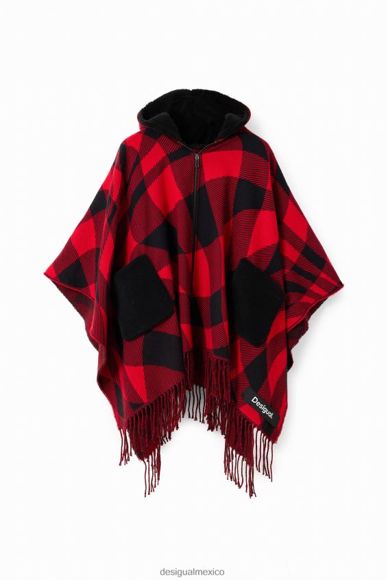 Desigual mujer poncho con capucha a cuadros VZ26R01448 accesorio