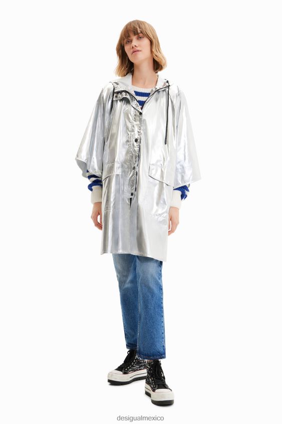 Desigual mujer poncho de lluvia laminado metalizado VZ26R0570 accesorio