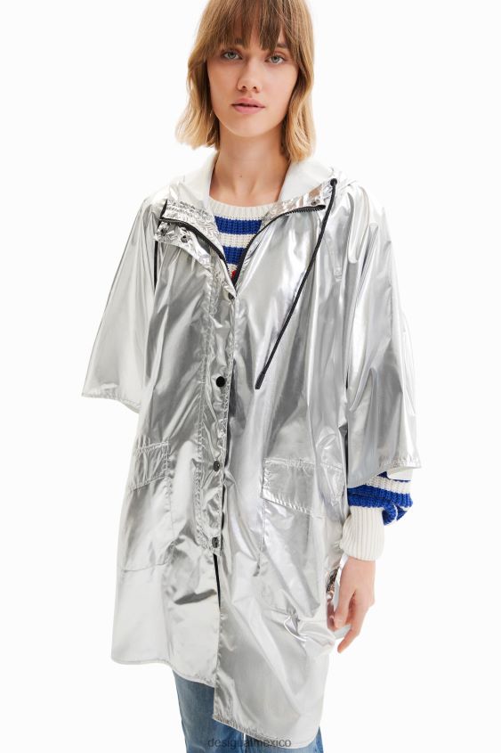 Desigual mujer poncho de lluvia laminado metalizado VZ26R0570 accesorio