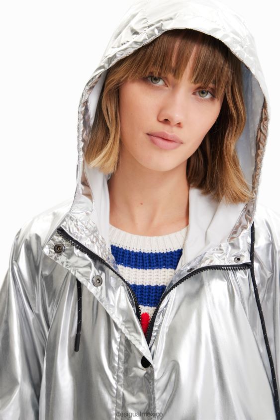 Desigual mujer poncho de lluvia laminado metalizado VZ26R0570 accesorio