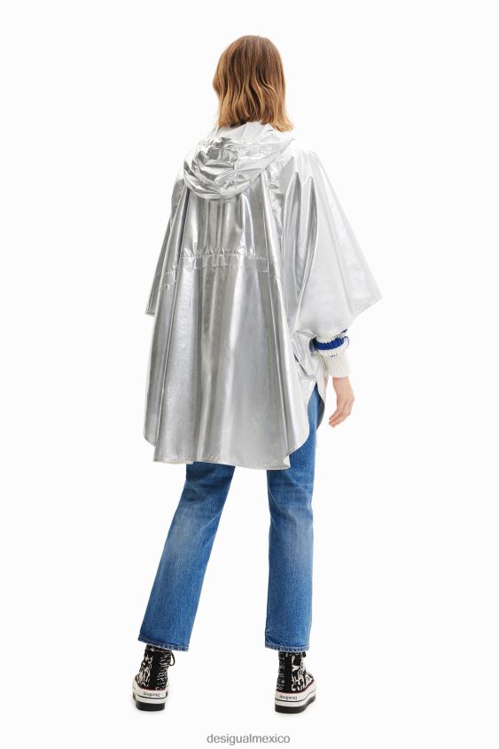 Desigual mujer poncho de lluvia laminado metalizado VZ26R0570 accesorio