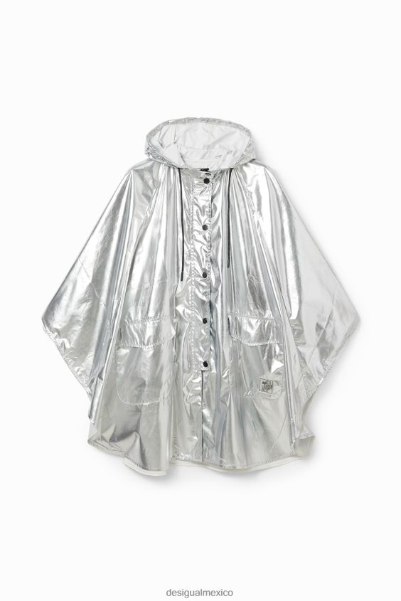 Desigual mujer poncho de lluvia laminado metalizado VZ26R0570 accesorio