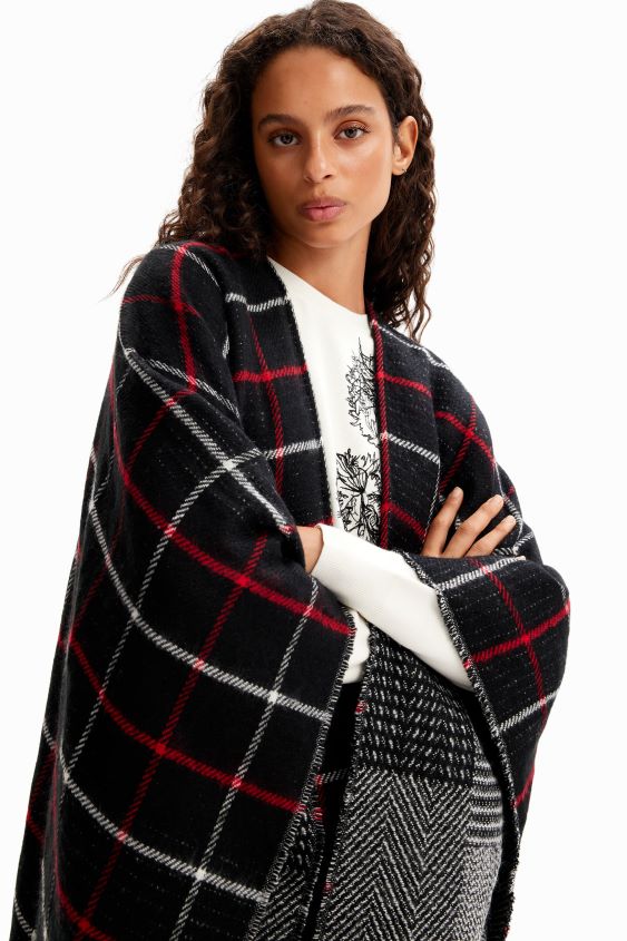 Desigual mujer poncho reversible a cuadros VZ26R01436 accesorio