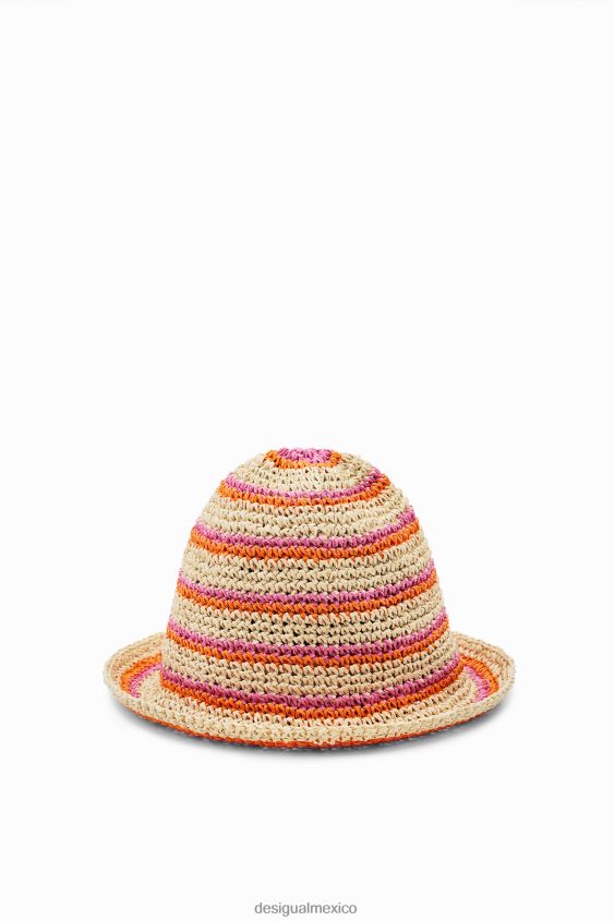 Desigual mujer sombrero de pescador de rafia a rayas VZ26R0569 accesorio