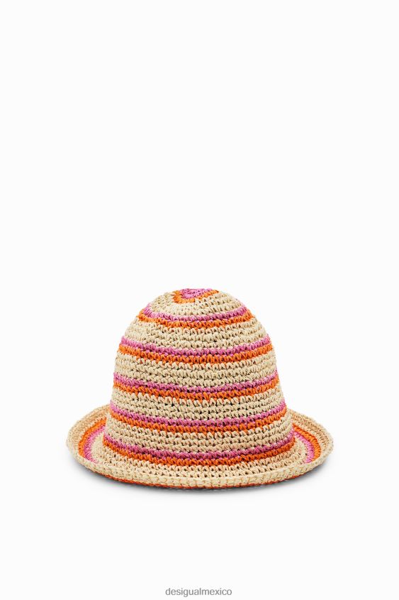 Desigual mujer sombrero de pescador de rafia a rayas VZ26R0569 accesorio