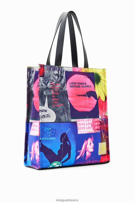 Desigual mujer bolso shopper grande con diseño de collage VZ26R0805 accesorio