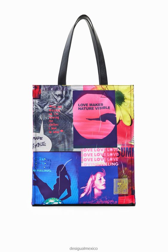 Desigual mujer bolso shopper grande con diseño de collage VZ26R0805 accesorio