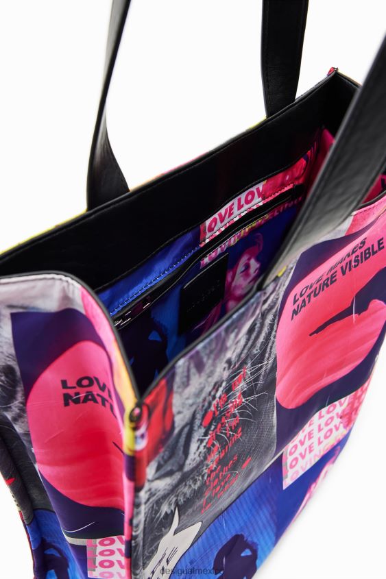 Desigual mujer bolso shopper grande con diseño de collage VZ26R0805 accesorio