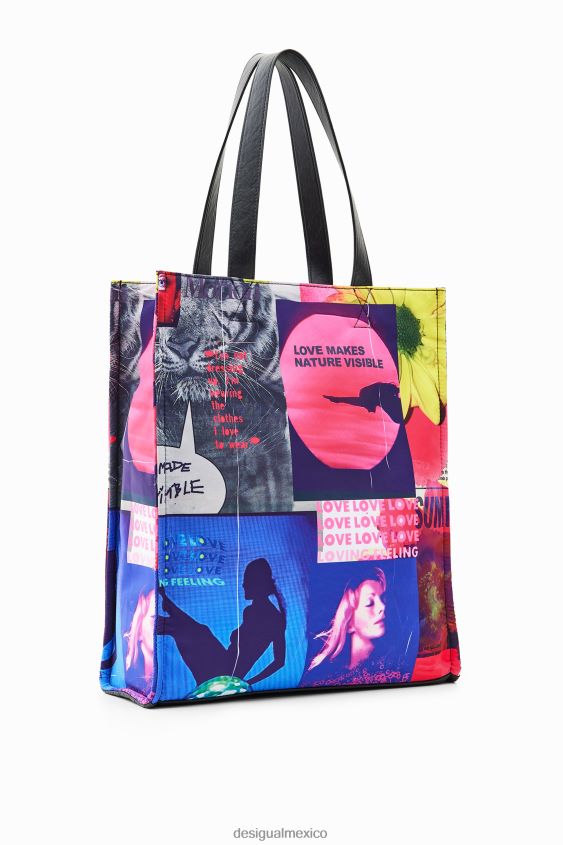 Desigual mujer bolso shopper grande con diseño de collage VZ26R0805 accesorio