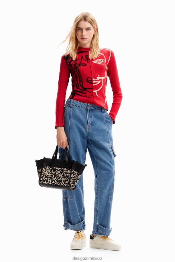 Desigual mujer bolsa de texto mediana de lona VZ26R01217 accesorio