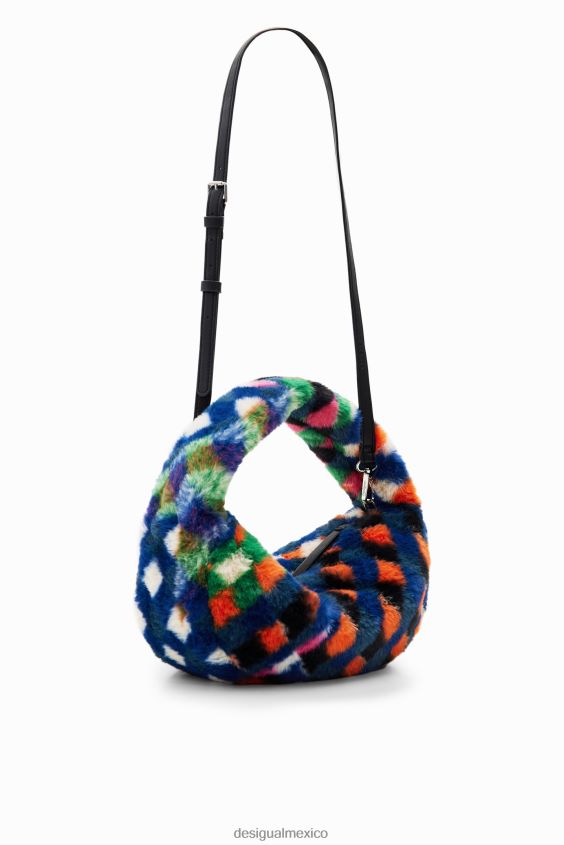 Desigual mujer bolso con efecto de pelo y diamantes VZ26R01268 accesorio