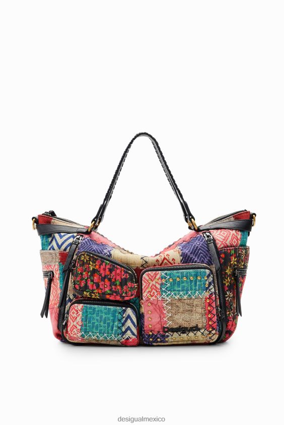 Desigual mujer bolso grande de lona con patchwork VZ26R01314 accesorio