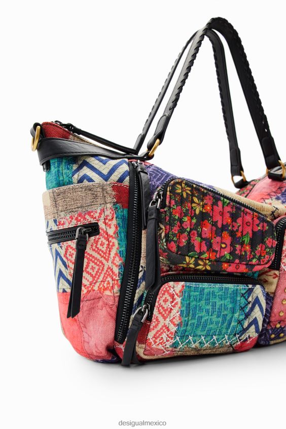 Desigual mujer bolso grande de lona con patchwork VZ26R01314 accesorio