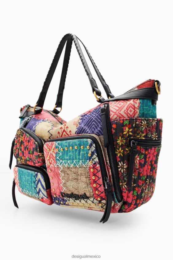 Desigual mujer bolso grande de lona con patchwork VZ26R01314 accesorio