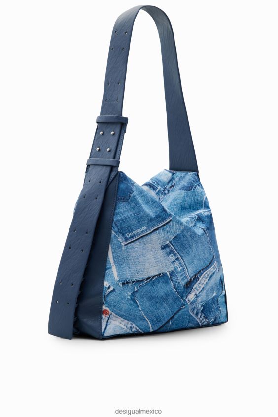 Desigual mujer bolso grande de mezclilla con patchwork VZ26R0253 accesorio