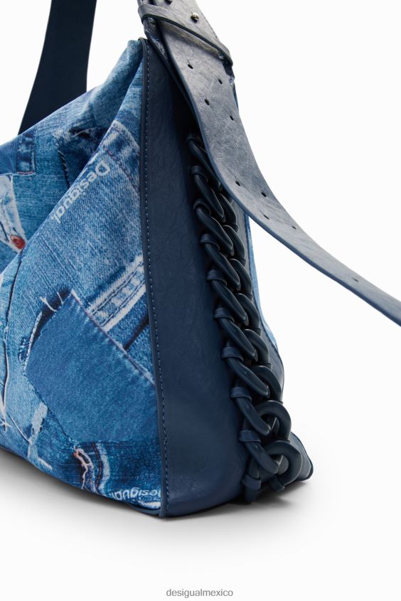Desigual mujer bolso grande de mezclilla con patchwork VZ26R0253 accesorio