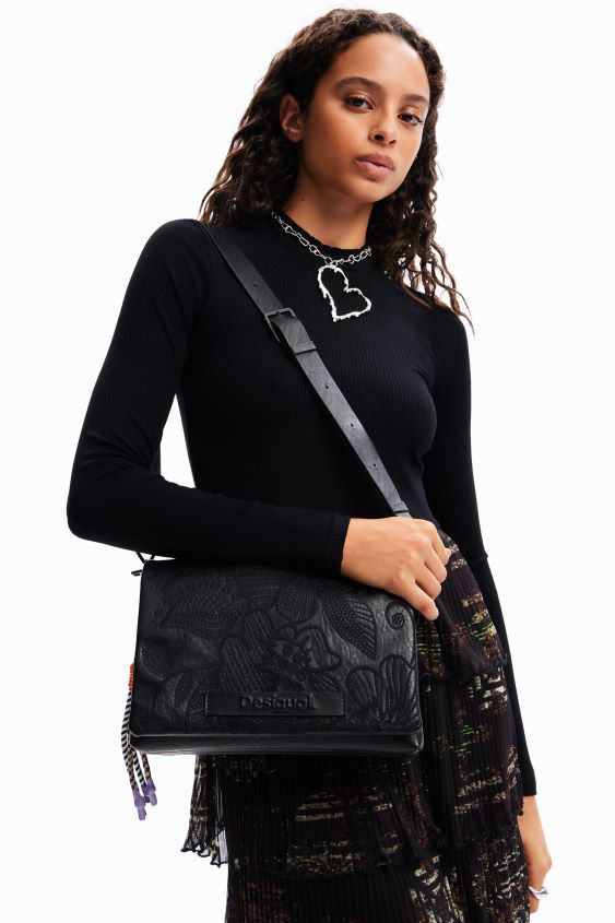 Desigual mujer bandolera mediana con bordado floral VZ26R01304 accesorio