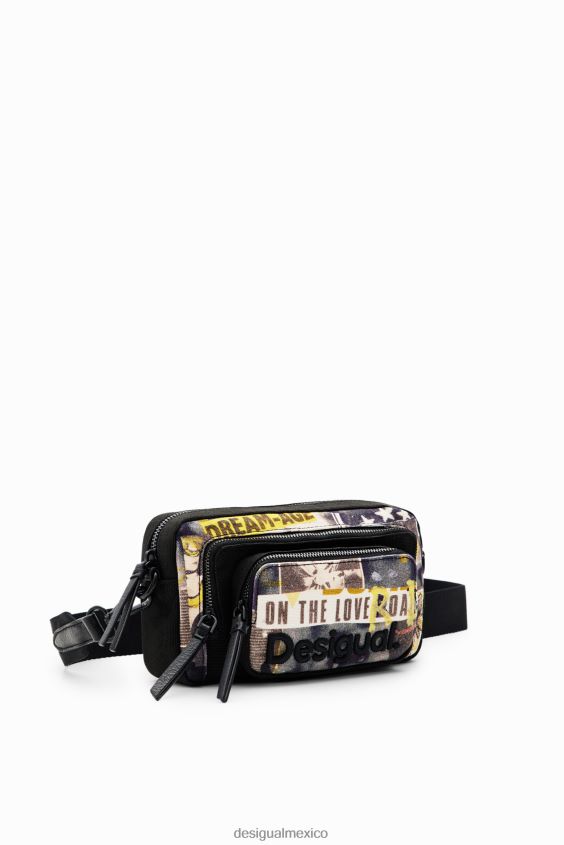 Desigual mujer bandolera pequeña de lona tipo periódico VZ26R01272 accesorio