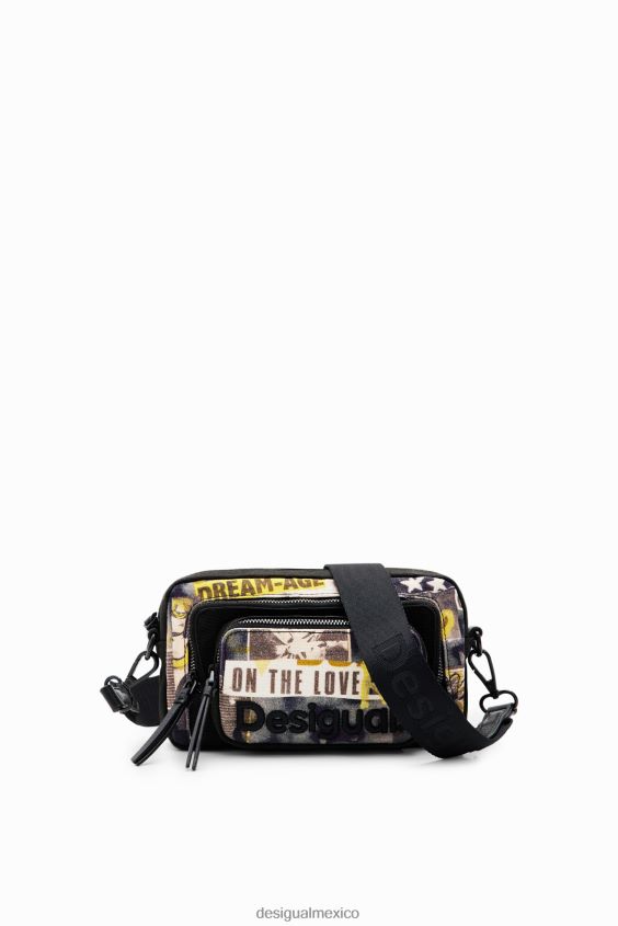 Desigual mujer bandolera pequeña de lona tipo periódico VZ26R01272 accesorio