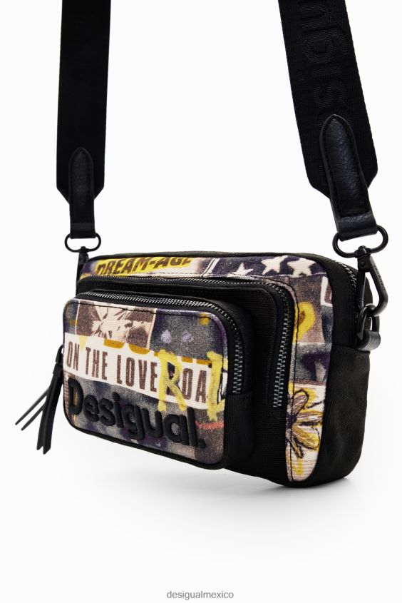 Desigual mujer bandolera pequeña de lona tipo periódico VZ26R01272 accesorio