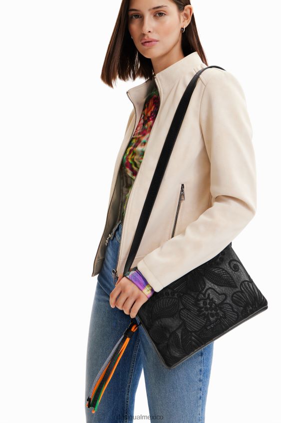 Desigual mujer bolso bandolera mediano con flores bordadas VZ26R01296 accesorio