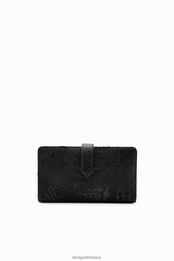 Desigual mujer cartera mediana con flores bordadas VZ26R01240 accesorio
