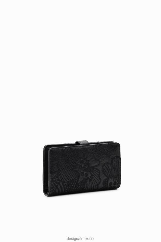 Desigual mujer cartera mediana con flores bordadas VZ26R01240 accesorio