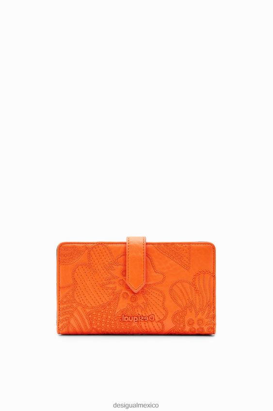Desigual mujer cartera mediana con flores bordadas VZ26R01339 accesorio