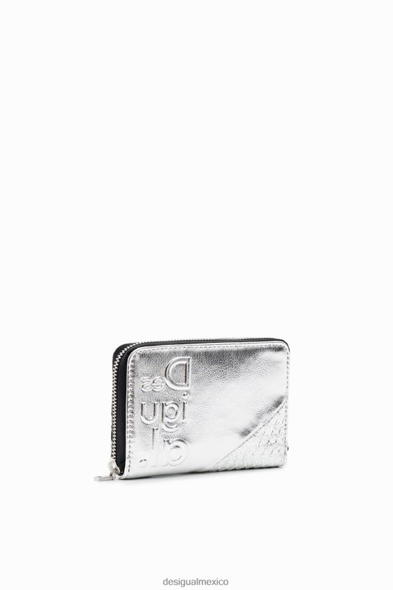Desigual mujer cartera pequeña metalizada con patchwork VZ26R01318 accesorio