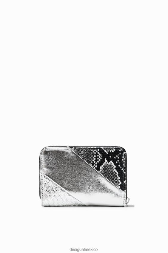 Desigual mujer cartera pequeña metalizada con patchwork VZ26R01318 accesorio
