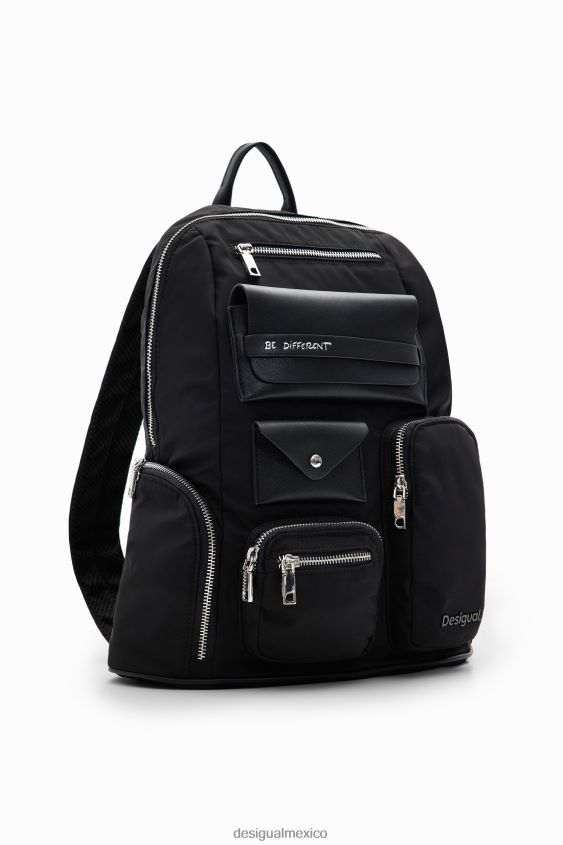 Desigual mujer mochila grande con bolsillos de nailon VZ26R01228 accesorio