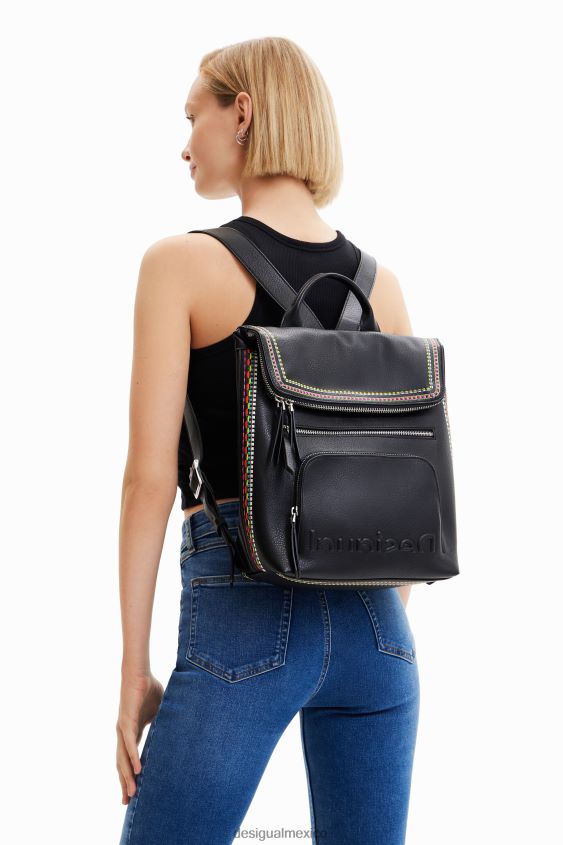 Desigual mujer mochila mediana con solapa bordada VZ26R01183 accesorio